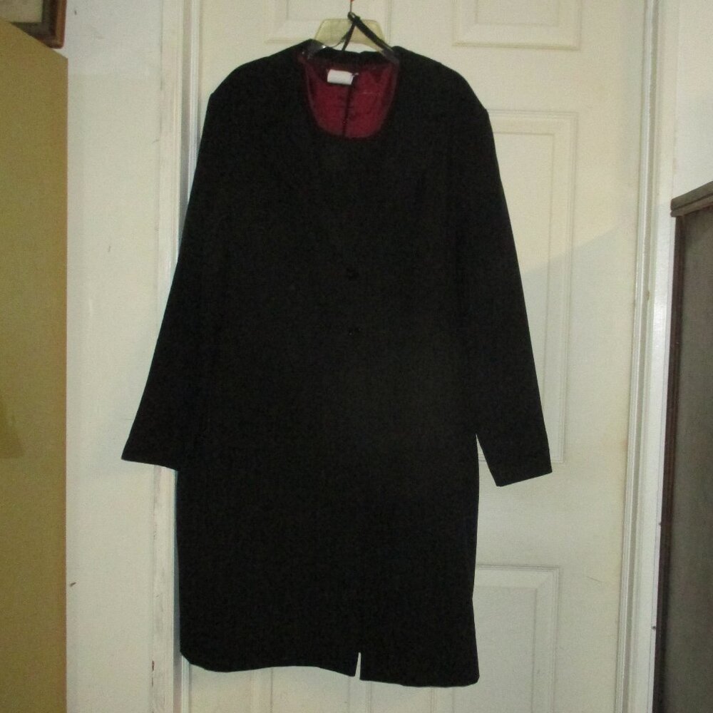 Suit-"Alesia International”2 Piece Women's Jacket & Dress, Sz: 22W, Black & Burg